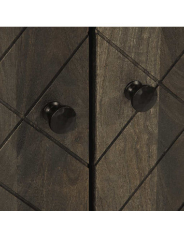Credenze 3 pz Nere 60x33x75 cm in Legno Massello di Mango