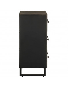 Credenze 2 pz Nere 60x33x75 cm in Legno Massello di Mango