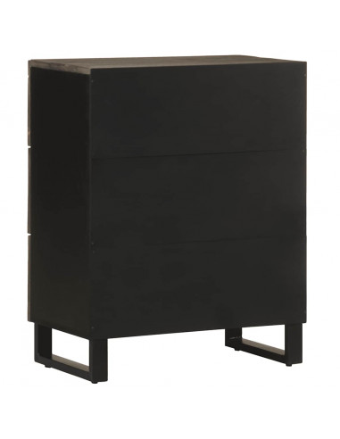 Credenze 2 pz Nere 60x33x75 cm in Legno Massello di Mango