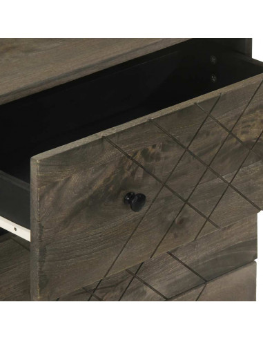 Credenze 2 pz Nere 60x33x75 cm in Legno Massello di Mango