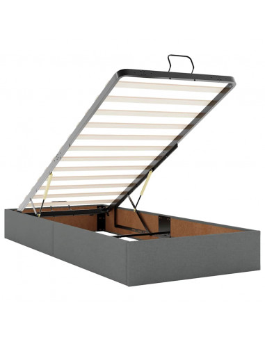 Pouf Letto con Materasso Grigio Scuro 90x200 cm in Tessuto