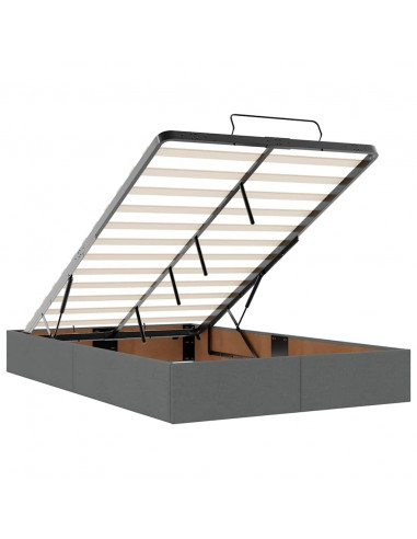 Pouf Letto con Materasso Grigio Scuro 120x200 cm in Tessuto