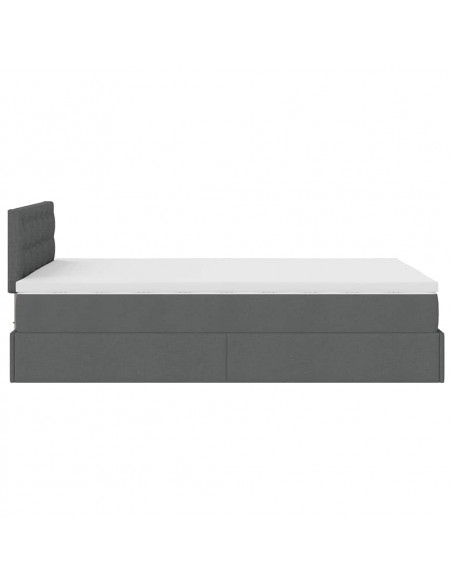 Pouf Letto con Materasso Grigio Scuro 120x200 cm in Tessuto