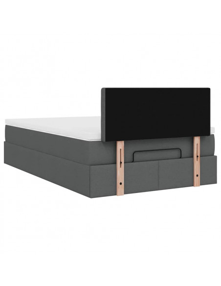 Pouf Letto con Materasso Grigio Scuro 120x200 cm in Tessuto