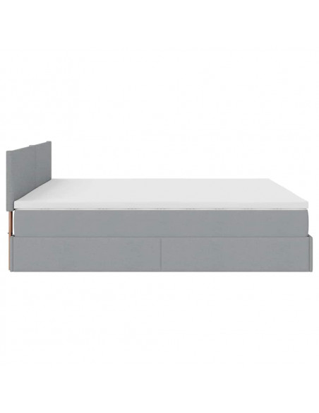Pouf Letto con Materasso Grigio Chiaro 160x200 cm in Tessuto
