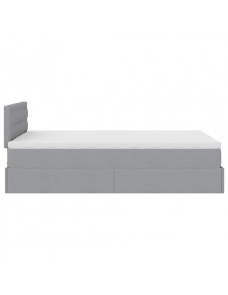 Pouf Letto con Materasso Grigio Chiaro 120x200 cm in Tessuto