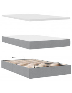 Pouf Letto con Materasso Grigio Chiaro 120x200 cm in Tessuto