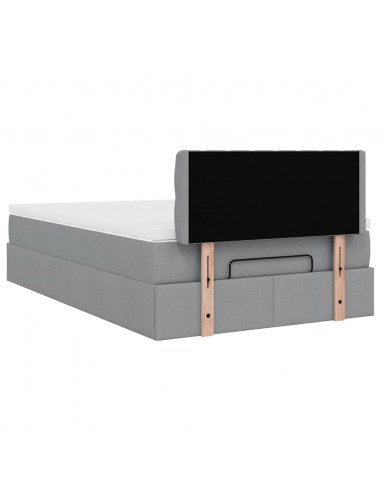 Pouf Letto con Materasso Grigio Chiaro 120x200 cm in Tessuto