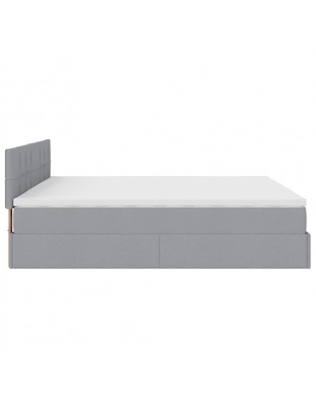 Pouf Letto con Materasso Grigio Chiaro 160x200 cm in Tessuto
