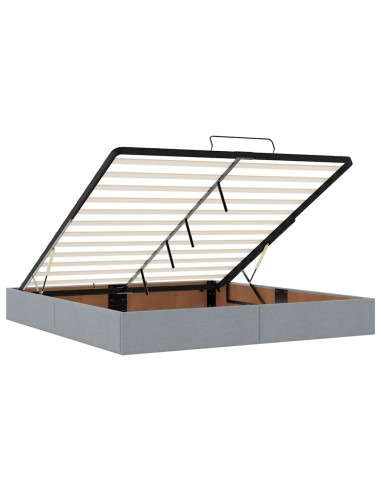 Pouf Letto con Materasso Grigio Chiaro 160x200 cm in Tessuto