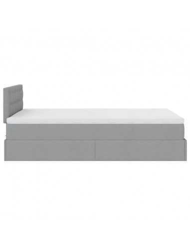 Pouf Letto con Materasso Grigio Chiaro 120x190 cm in Tessuto