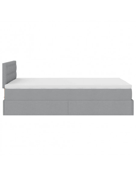 Pouf Letto con Materasso Grigio Chiaro 120x190 cm in Tessuto