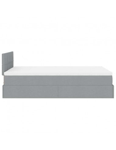 Pouf Letto con Materasso Grigio Chiaro 120x190 cm in Tessuto
