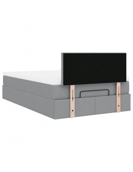 Pouf Letto con Materasso Grigio Chiaro 120x190 cm in Tessuto