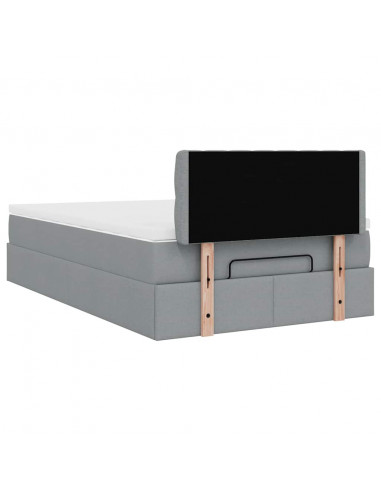 Pouf Letto con Materasso Grigio Chiaro 120x190 cm in Tessuto