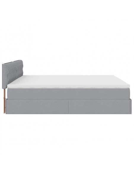 Pouf Letto con Materasso Grigio Chiaro 160x200 cm in Tessuto