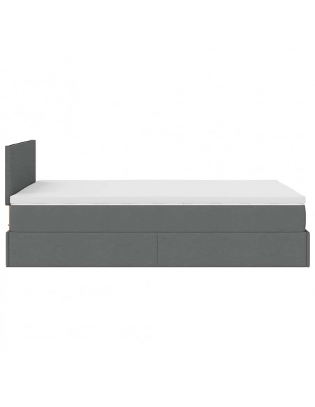 Pouf Letto con Materasso Grigio Scuro 120x190 cm in Tessuto