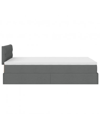 Pouf Letto con Materasso e LED Grigio Scuro 120x190 cm Tessuto