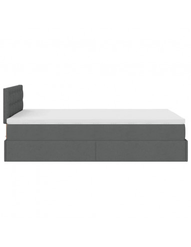 Pouf Letto con Materasso e LED Grigio Scuro 120x190 cm Tessuto