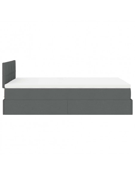 Pouf Letto con Materasso e LED Grigio Scuro 120x190 cm Tessuto