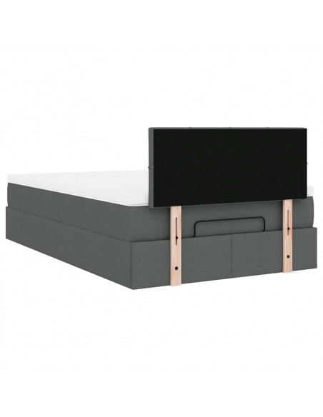 Pouf Letto con Materasso Grigio Scuro 120x190 cm in Tessuto
