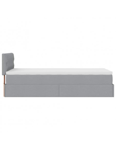 Pouf Letto con Materasso Grigio Chiaro 90x200 cm in Tessuto