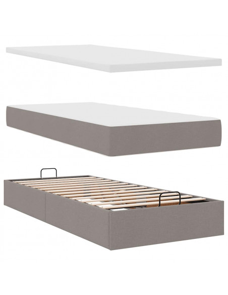 Pouf Letto con Materasso Tortora 100x200 cm in Tessuto
