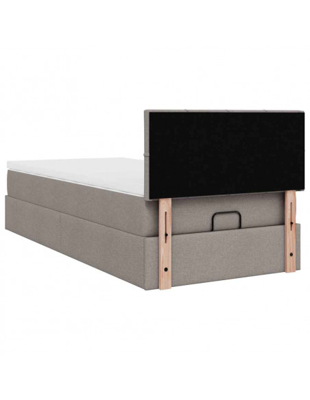 Pouf Letto con Materasso Tortora 100x200 cm in Tessuto