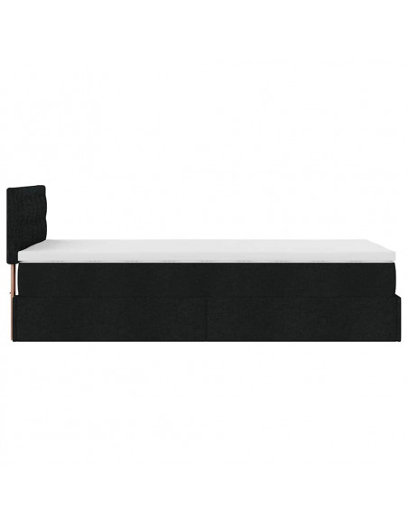 Pouf Letto con Materasso Nero 90x200 cm in Tessuto