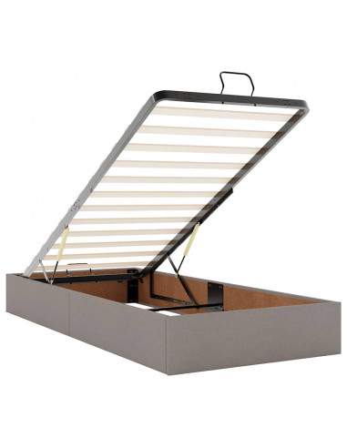 Pouf Letto con Materasso e LED Tortora 90x200 cm in Tessuto