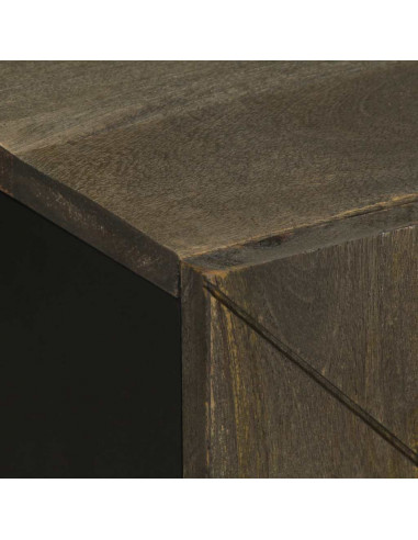 Set Mobili da Bagno 2 pz Nero in Legno Massello di Mango