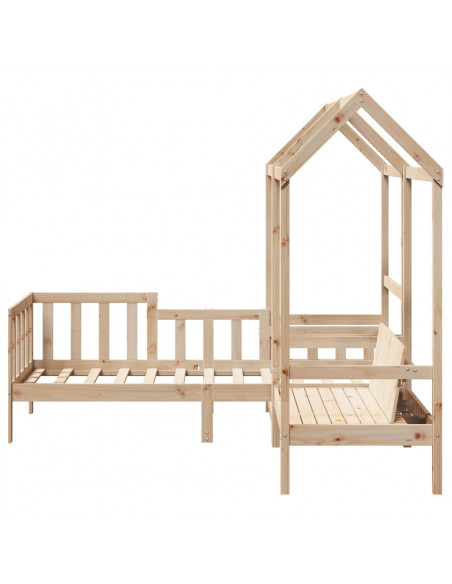 Set Dormeuse e Panca con Tetto 90x200cm Legno Massello di Pino