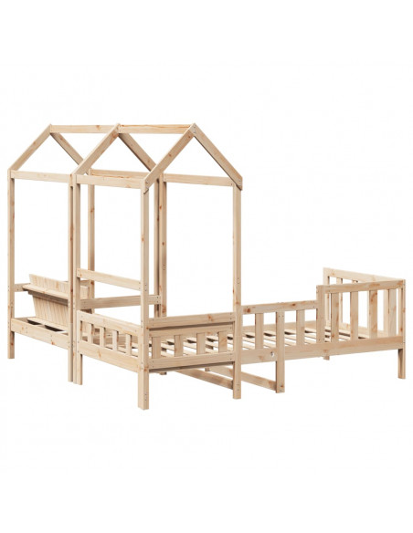 Set Dormeuse e Panca con Tetto 90x200cm Legno Massello di Pino