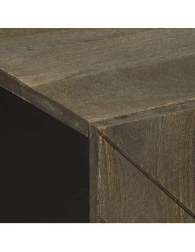 Set Mobili da Bagno 4 pz Nero in Legno Massello di Mango