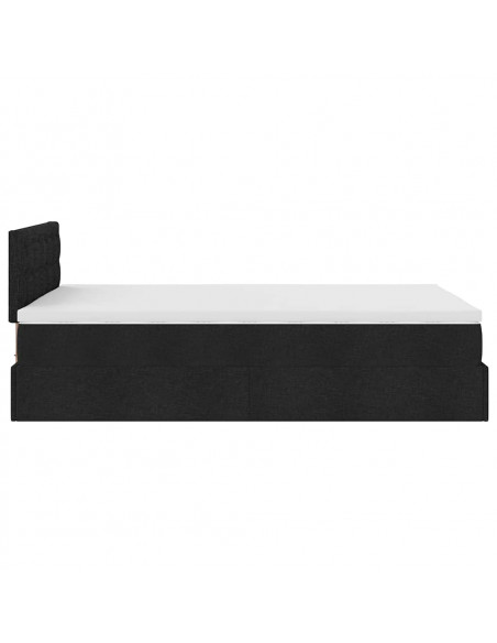 Pouf Letto con Materasso Nero 120x190 cm in Tessuto