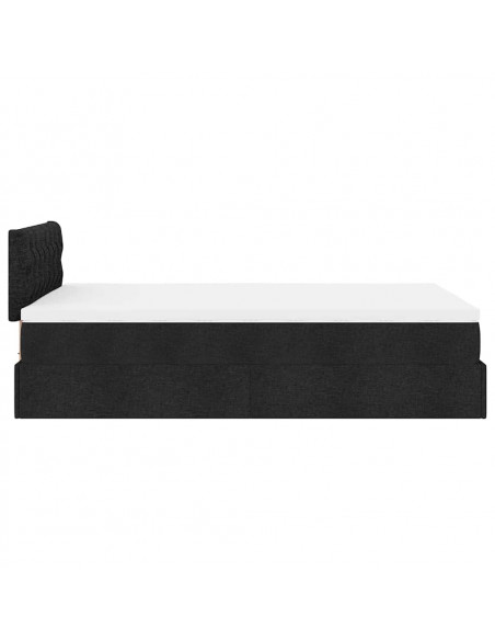 Pouf Letto con Materasso Nero 120x190 cm in Tessuto