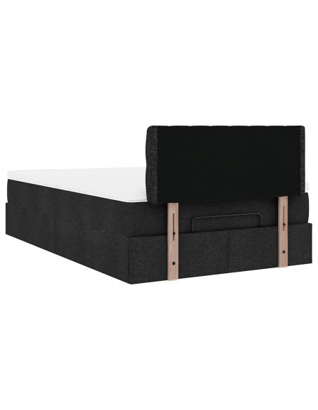 Pouf Letto con Materasso Nero 120x190 cm in Tessuto