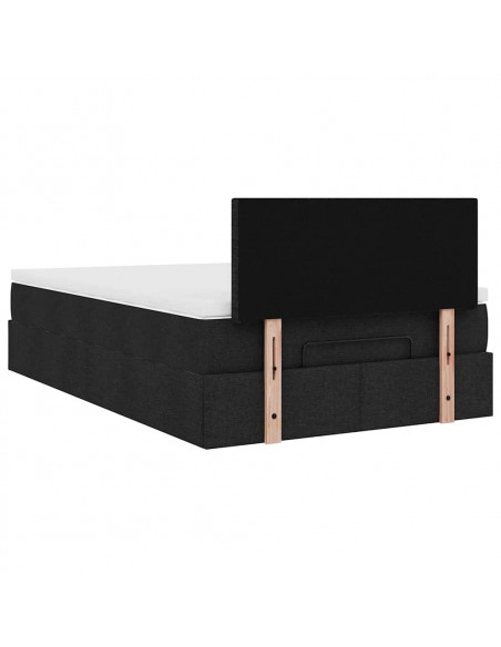 Pouf Letto con Materasso Nero 120x190 cm in Tessuto