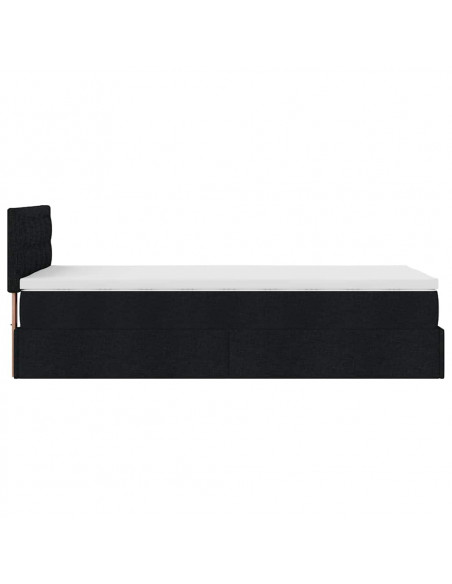 Pouf Letto con Materasso Nero 100x200 cm in Tessuto