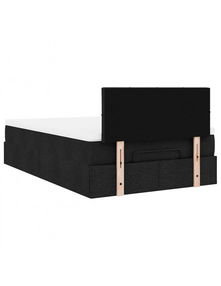 Pouf Letto con Materasso Nero 120x190 cm in Tessuto