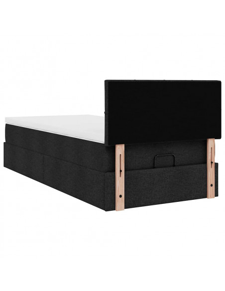 Pouf Letto con Materasso Nero 100x200 cm in Tessuto