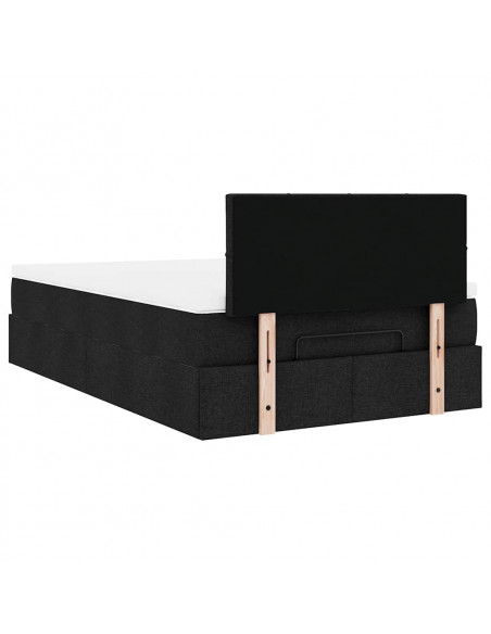Pouf Letto con Materasso Nero 120x200 cm in Tessuto