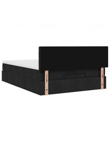 Pouf Letto con Materasso Nero 140x200 cm in Tessuto