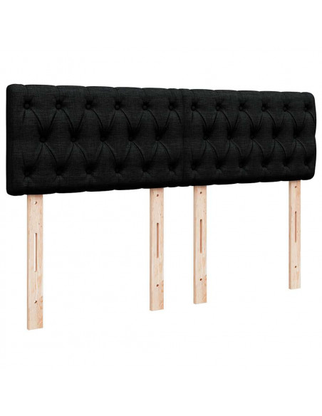 Pouf Letto con Materasso Nero 140x200 cm in Tessuto
