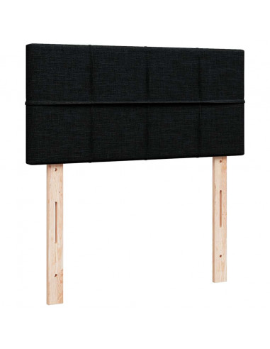 Pouf Letto con Materasso Nero 90x200 cm in Tessuto