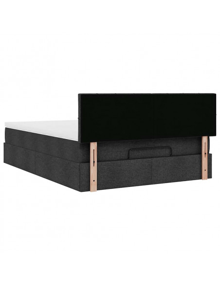 Pouf Letto con Materasso Nero 140x200 cm in Tessuto