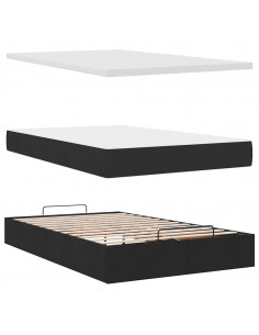 Pouf Letto con Materasso Nero 120x200 cm in Tessuto