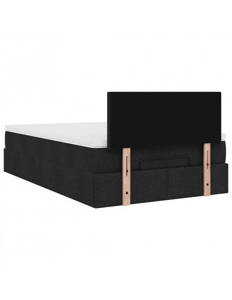 Pouf Letto con Materasso Nero 120x200 cm in Tessuto