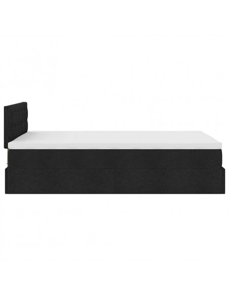 Pouf Letto con Materasso Nero 120x200 cm in Tessuto