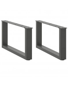 Gambe Tavolino Caffè a U 2 pz Antracite 70x(30-31)cm in Acciaio